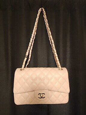Pink Quilted Flap Shoulder Bag